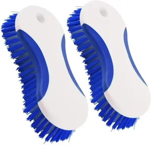 Heavy Duty Scrub Brush White PP Handle Blue Stiff Bristles Ideal for Bathroom Kitchen Floor and Tile Grout Cleaning