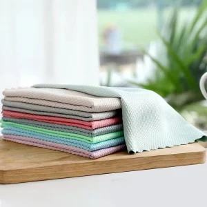Heavy Duty Scrubbing Kitchen Cloth Microfiber Dish Rag for Grease Removal Washable Reusable Non-Stick Oil Kitchen Cleaning Cloth