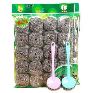 Heavy Duty Soft Stainless Steel Dishwashing Scouring Pads Rectangle Shaped 3cm Thick Kitchen Scrubbing Sponges Sustainable