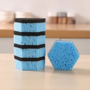 Hexagon Double Sided Kitchen Sponge Scrubber Non Scratch Dish Washing Sponge for Cleaning Pots Pans