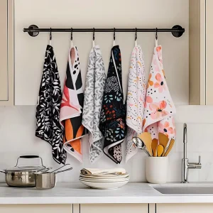 High Absorbency Quick Dry Microfiber Kitchen Towels Dish Towels for Kitchen Tea Towel with Hanging Loop