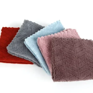 High-Density Coral Velvet Plain Weave Soft Absorbent Small Square Towel 30*30 Thickened Cloth Kitchen Household Cleaning Towel