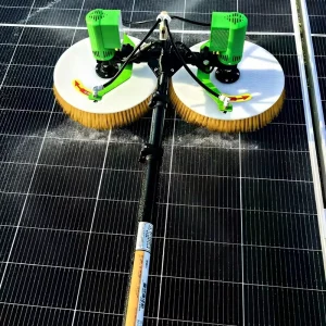 High Efficiency Double Head Rotating Solar Panel Cleaning Brush Long Telescopic Pole Solar Washing Tool