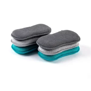 High Quality 15x9x2 Cm Eco friendly Microfiber Elliptical Dual Sided Dishwashing Sponge High Water Absorption for Home