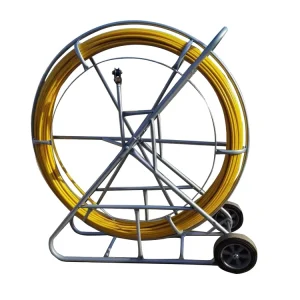 High Quality 8mm*150m Drain Snake Cleaner Fiberglass Cable Duct Snake Rodding With Frame and Wheel