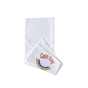 High Quality Bleached Polyester Microfiber Waffle Weave Home Kitchen Dish Cloth Ultra Soft Absorbent Quick Dry Hand