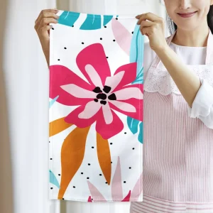 High Quality Cotton Kitchen Towel Dish Cleaning Cloth Microfiber Absorbent Bright Colorful Printed Tea Towel Cooking Tool