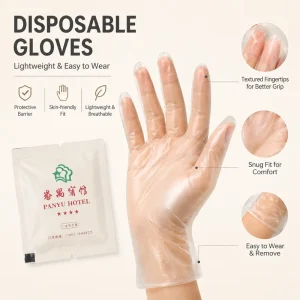 High Quality Free Design Free Sample Disposable PE Gloves Individually Wrapped Plastic Gloves Hotel Room Restaurant