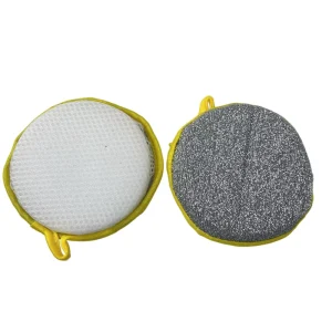 High Quality Kitchen Scrub Sponge No Scratch Double Sided Use Round Drying Kitchen Cleaning Sponges Pad