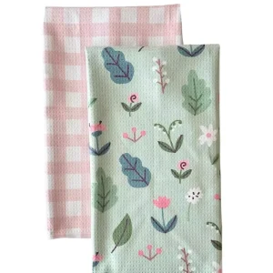 High Quality Low MOQ Custom Waffle Microfiber Vivid Printing Pattern Quick Dry Absorbent Hand Towel Tea Kitchen Towel