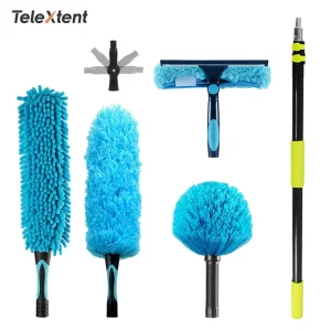 High Reach Microfiber Duster Telescopic Aluminum Pole Window Cleaning Tools Adjustable 3.6-7.2m for Ceiling Household Cleaning