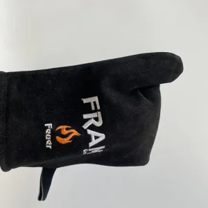 High Top Cowhide Leather Barbecue Oven Gloves for Household Two Fingers Flexible Heat Resistant Flame Resistant BBQ Gloves Black
