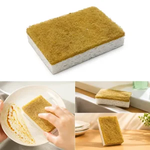 High Water Absorbency Rectangle Shape Eco Friendly Biodegradable Kitchen Cleaning Sponge Scouring Pad