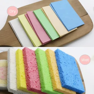Highly Absorbent Vegetable Compressed Cellulose Sponge Cleaning Pad Rectangular Scouring Pad for Home and Commercial Cleaning
