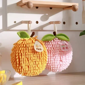 Holiday Festive Creative Cartoon Fruit Shape Absorbent Quick-Drying Thickened Microfiber Chenille Hand Towel Hanging
