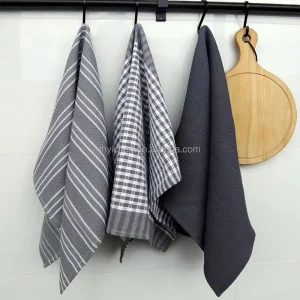 Home Kitchen Three-piece Tea Towel Set Luxury Style Pure Cotton Napkin Household Dish Towel