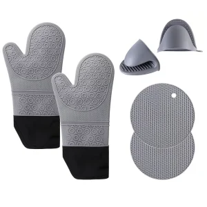 Honeycomb Cotton Silicone Cloth Microwave Oven Heat Insulation Gloves for Household Kitchen Use
