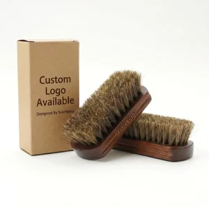 Horsehair Shoe Brush Shoe Shine Polish Brush for Leather Shoes Boots Suede Bags Jacket Maintenance Cleaner