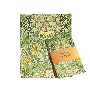 Hoshom Customized Factory Design Digital Printed Linen Cotton Quick Dry Twill Fabric Kitchen Dish Hand Tea Towel