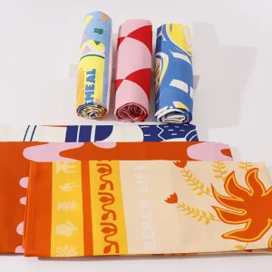 Hoshom Eco-Friendly Full Color Custom Printed 100% Cotton Flour Sack Dish Cloth with Decorative Edge Kitchen Tea Towel