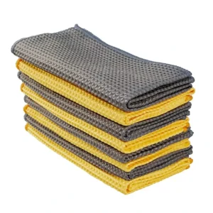 Hot Sales Solid Color Microfiber Waffle Weave Kitchen Towel Customized Design Embroidery Cartoon Pattern Cleaning Cloth