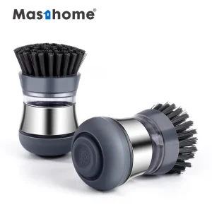 House Cleaning Palm Brush Stainless Steel Kitchen Soap Dispensing Dish Scrubber Cleaning Brush