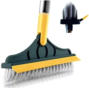 Household Cleaning Scrub Brush Floor Bathroom Cleaning Tools with Long Handle Silicone Scraper Toilet Brush for Glass Tile