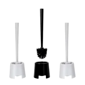 Household Cleaning Tools Accessories Soft Plastic Round Scrub Toilet Brush with Black Holder Design Style Sponge