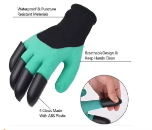 Household Cleaning Tools Green Claws Latex Coated Digging Women Men Garden Gloves With Claw