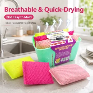 Household Easy Clean Multi functional Breathable Kitchen Cleaning Scouring Pad Scrub Sponge