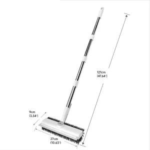 Household Floor Scrub Brush Long Handle 180 Rotatable with Squeegee Deck Scrub Stiff Brush