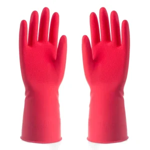 Household Glove Kitchen Gloves Hand Work Washing Dishes Gloves Dip Flocklined Latex 38-40g Custom Logo Thin Cleaning
