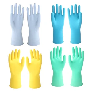 Household Gloves Factory Direct Household Dip Flock Lined Latex for Kitchen Dish Washing Cleaning Customized Custom Package