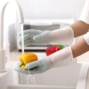 Household Gradient Cleaning Gloves Kitchen Extra Large Durable Soft 30CM PVC Waterproof Protective Gloves for Laundry