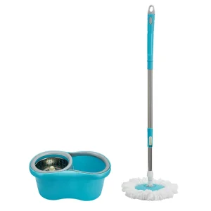 Household Hands Free Self Wringing 360 Rotating Steel Pole Microfiber Spin Twist Magic Mop for Floor Cleaning
