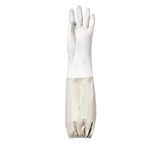 Household Kitchen Cleaning Washing Gloves PVC Oil Free Waterproof Durable Anti Oil Beige Sleeve Women’s
