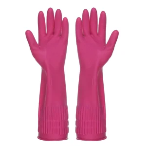 Household Kitchen Reusable Kitchen Cleaning Rubber Gloves Waterproof Dish Washing Long Latex Gloves