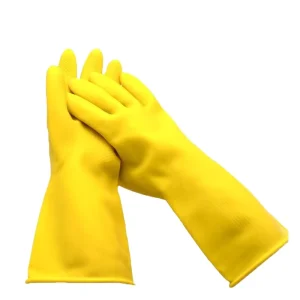 Household Latex Gloves Cleaning Dishwashing Natural Yellow Rubber Latex Kitchen Gloves