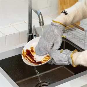 Household Multi Functional Waterproof Oil Resistant Wear-resistant Heavy-Duty Scratch-Free Kitchen Wire Dish Washing Gloves