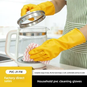 Household PVC Gloves Kitchen Cleaning Laundry Dishwashing Wear Resistant Protective Durable Thin Gloves for Pairs Box