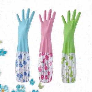 Household Rubber Nitrile Labor Cleaning Waterproof Gloves Winter Fleece Warm Laundry and Dishwashing Gloves