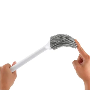 Household Sanitary TPR Toilet Scrub Brush No Residual Water Drainable Base with Adhesive Hook for Vertical Wall Hanging