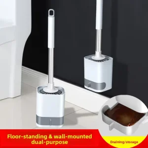 Household Silicone Toilet Brush Set with Base and Combination Brush No Dead Corner Cleaning for Hotel Use