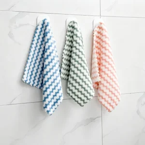 Household Water ripple Coral fleece Polyester Square Dishcloth Oil resistant Dish Towel Cationic Dish Hand Towel Non sticky