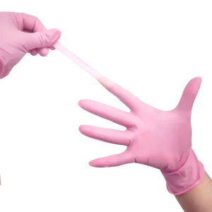 Household Waterproof Puncture Resistant Disposable Pink Nitrile Gloves Latex Free Highly Flexible Powder Free