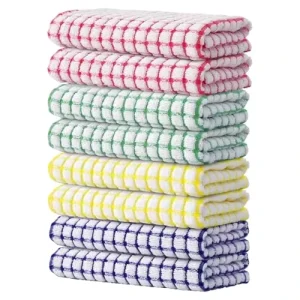 Hypoallergenic 100% Cotton Woven Cloth Household Daily Cleaning Quick-Dry Absorbent Checkered Kitchen Dish Towels