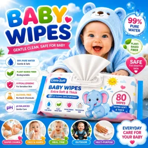 Hypoallergenic Baby Wipes 99% Water for Newborn Babies Bulk OEM ODM