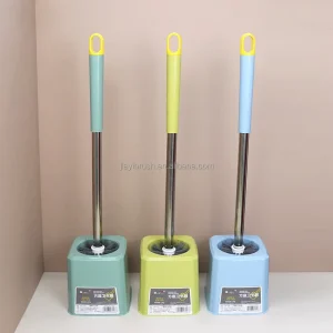 JY 6206 PP Material Cleaning Brush with Stainless Steel Handle Durable Long Handle Square Base Toilet Brush Set