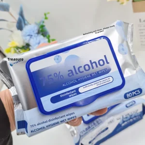 Jia Enbao Medical Antiseptic 75% Alcohol Disinfecting Wet Wipes with Lid 80 Wipes Per Pack Travel Size