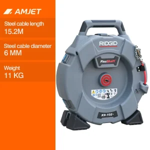 K9 102 15.2m Flexible Shaft Pipe Cleaning Machine Drain Cleaner for Kitchen Sewer Clear Branches and Pipe Blockage